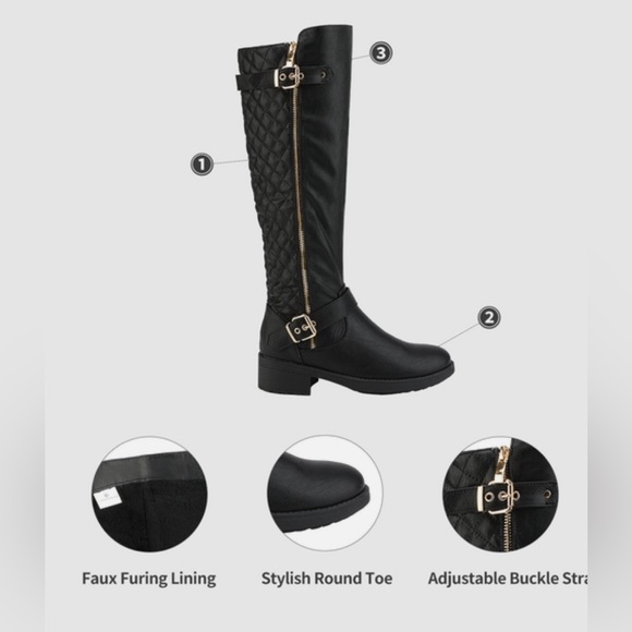 Comfortable classic black boot with gold hardware sz 7.5 - Picture 15 of 16